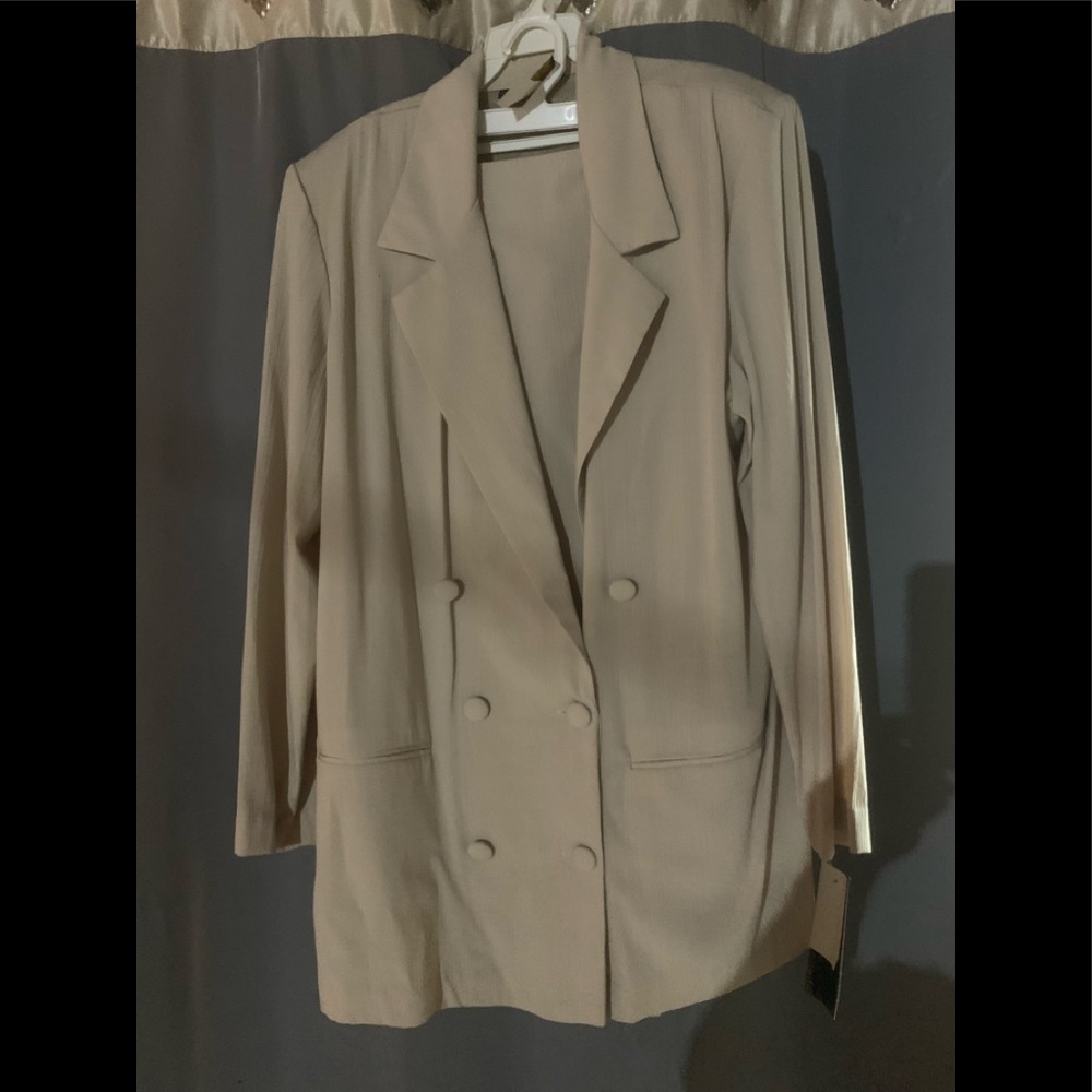 Double breasted skirt suit